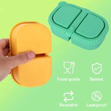 2pcs 2-Compartment Reusable Snack Containers With Lids, Leak-Proof Silicone Food Storage Boxes, Portable Containers For Sauce Condiments Salad And Daily Food Use - Multicolor - View 5