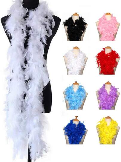Feathers Boa, Diy Party Dress Up Costume Accessories, Colorful Feather Boas, Scarf Decoration, Faux Feather Scarves For Women - Vintage Style Polyester & Spandex, Suitable For Birthday Party, Halloween, Christmas, Horse Racing, Tea Party, New Year's Eve, Concert And Home Decor, Dance Wedding, Stage Performance, Carnival Costume And Accessories, Party Supplies
