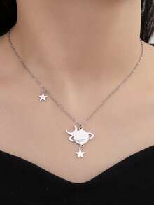 LIKGREAT 1件简约时尚星星、月亮、行星项链配饰，情侣、姐妹、母亲节、生日珠宝礼物 - 時尚系列 - 查看 11