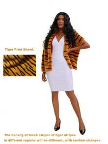 155*42厘米 达尔马提亚豹纹披肩，黑白女巫款，用途广泛，适合日常、派对、舞会等场合，蓬松柔软 - 彩色 - 查看 9