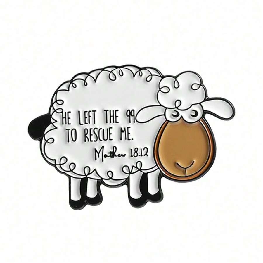 1 Stylish And Personalized Badge Brooch, Cartoon Cute Little Sheep Shaped Metal Enamel Badge, Fun And Adorable Animal Accessory Versatile Brooch Decoration - QHXZ3717 - 查看 1