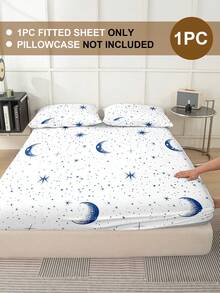 1件星月图案超柔软贴身床垫保护套 - 可机洗，适合简约、梦幻、卡通和INS风格卧室，提升卧室时尚氛围，多种尺寸（特大/大号/标准双人/单人）可选，适用于家庭、宿舍、公寓、酒店和度假租赁，也是一份很棒的礼物。 - 彩色 - 查看 3