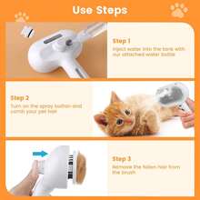 1pcs Pet Grooming Brush With Spray For Cats ; Water/Mist/Steam Brush For Cat ; 4in1: Self Cleaning, Anti Static Shedding Spray Comb, Hair Removal, Misting Indoor Steamy Grooming Brush - 白色 - 查看 2