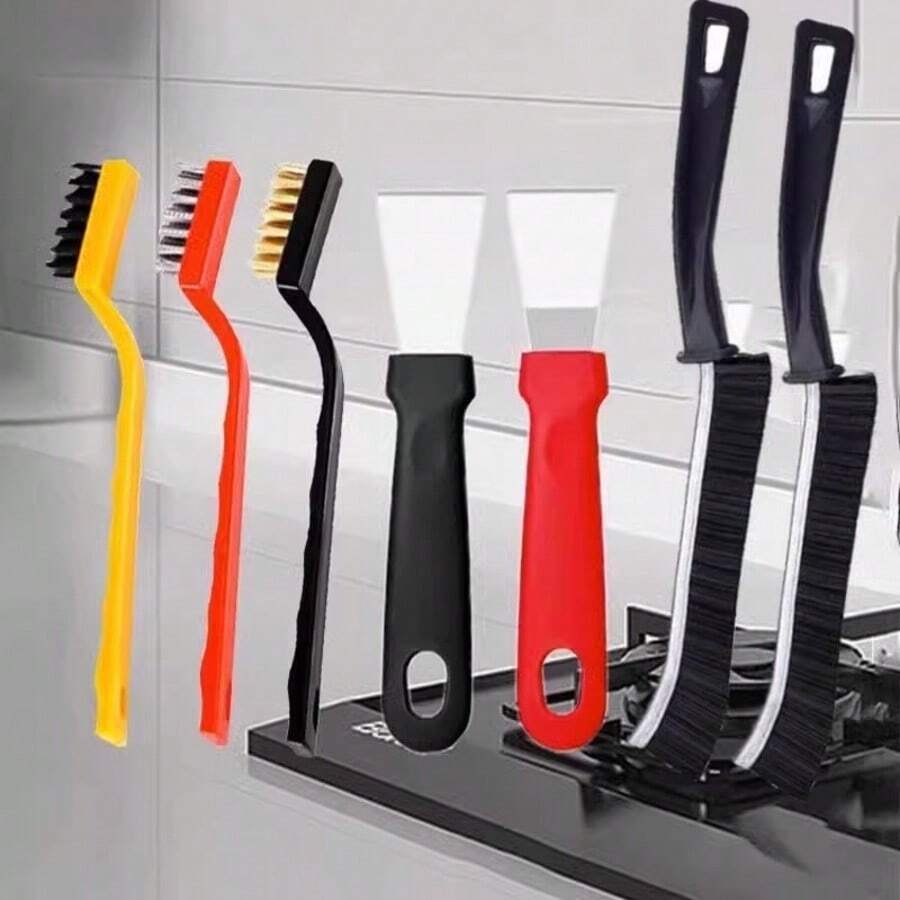 Bàn chải cọ khe hẹp lông cứng, thích hợp để làm sạch các không gian hẹp, khe hở phòng tắm, khe bồn rửa, rãnh cửa sổ, gạch và vòi nước, bàn chải làm sạch vữa, bàn chải cọ khe hở phòng tắm, dụng cụ cọ cọ khe hở đa chức năng. - Bộ cọ vệ sinh - Xem 1
