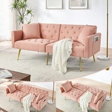 Sofa Bed Mattress - Pink + Velvet - View 12