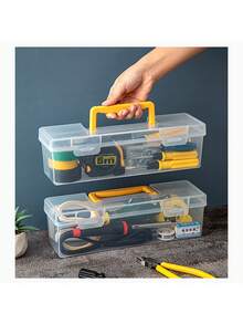 7pcs (6 Small Boxes + 1 Large Box) Tool Parts Storage Box, Multi-Compartment Handheld Transparent Tool Storage Box, Home Screws, Wrenches, Hardware Parts Organizer Box, Toy Organizer, Portable Divided Storage Box - A - View 10