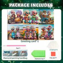 6件套DIY钻石画套装，独特的奶奶主题设计，钻石艺术马赛克明信片，生日、圣诞节、母亲节贺卡，表达温暖的祝福和美好祝愿，适合送给家人、朋友和爱人，手工工艺礼品 - 彩色 - 查看 3