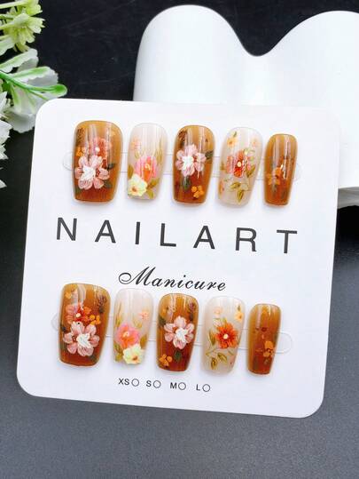 10 piezas de calcomanías de arte de uñas hechas a mano, forma trapezoidal corta de Michael Brown, calcomanías de manicura francesa con estilo fragante, calcomanías de lámina para uñas, decoración de uñas para Año Nuevo