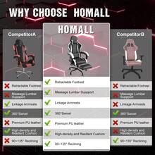 DEVOKO Gaming Chair Computer Chair Ergonomic Gaming Chair With Footrest Office Chair Ergonomic Computer Chair With Lumbar Support - White - View 6