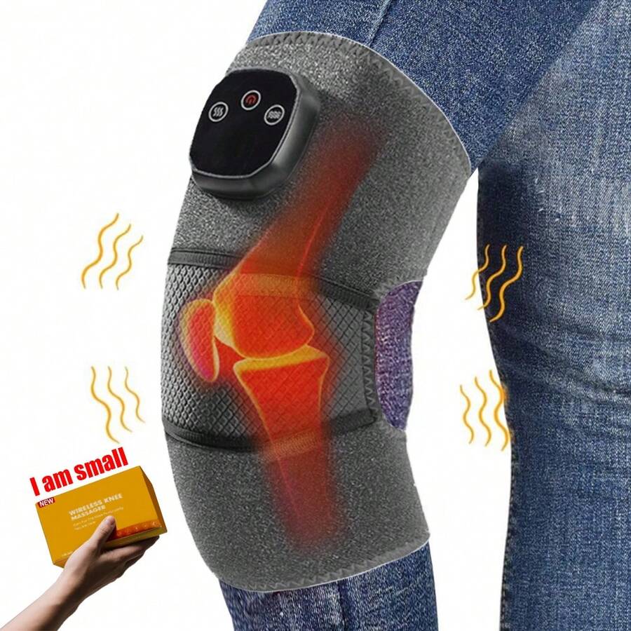 1 st benmassageapparat, justerbar värme- och vibrationsmassageapparat för knä, 4 temperatur- och 3 intensitetsnivåer, lämplig för knä, axel, armbåge - Multifärgad - Visa 1