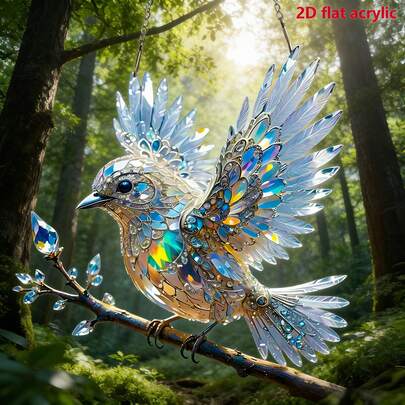 精美亚克力鸟挂饰，适用于客厅、庭院、节日场景，亦可作为礼物赠送。