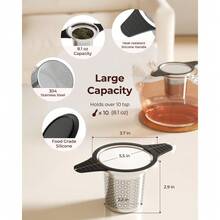Extra Fine Mesh Tea Strainer With  Silicone Infuser For Loose Leaf Tea Single Cup Steeping Coffee Rooibos Herbal Teas 304 Stainless Steel - 1 - View 3