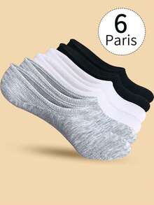 6 Pairs Unisex Ankle Socks, Breathable Non-Slip Odor Resistant Solid Color Invisible Socks, Suitable For Summer - Multicolor - View 7