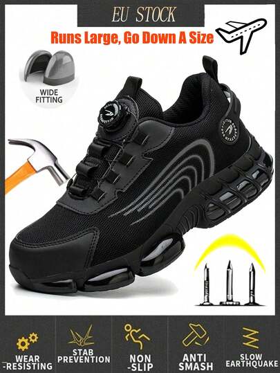 (Valt groot, bestel een maat kleiner) Een paar veiligheidsschoenen met stalen neus voor mannen en vrouwen, lichtgewicht werkschoenen, veiligheidsschoenen, sneakers met stalen neus, onverwoestbare tennisschoenen met stalen neus voor de bouw, industriële werkveiligheidsschoenen