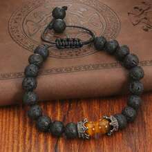 1 pieza de pulsera de 8 mm de textura mate negra, hecha a mano y ajustable, adecuada para añadir solemnidad a ocasiones de negocios - Multicolor - Ver 4