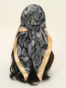 1pc Women's Bandana Scarf With All-Over Cashew Flower Print, High-Quality - Multicolor - View 5