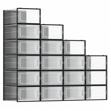 SONGMICS Cajas de Zapatos Plástico, Juego de 18 Organizadores de Almacenamiento, Caja Zapatero Plástico Plegable y Apilable para Zapatillas hasta talla 44, Transparente y Negro - Negro - Ver 9