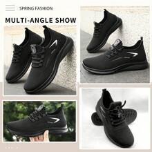 2026New Men's Breathable Sports Shoes - Casual Fashion Sports Shoes For All Seasons, Suitable For Outdoor Activities, Jogging And Park Exercises, Exclusive For Men Valentine's Day Ideas - Phiên bản nâng cấp màu đen - Xem 4