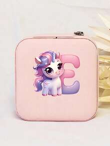 1个个性化独角兽字母印花皮革首饰戒指盒，拉链首饰盒，情人节礼物 - 彩色 - 查看 36