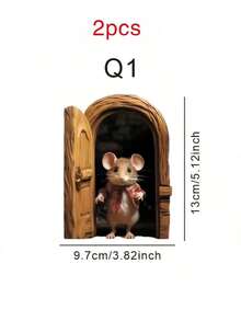 1个3D立体老鼠洞墙贴，可爱老鼠窥视设计，可移除PVC材质，适用于客厅、卧室、厨房、墙面装饰、房间装饰、家居装饰、圣诞装饰 - 彩色 - 查看 18