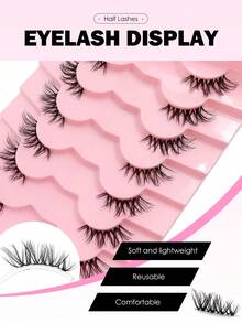7 Pairs Clear Band False Eyelashes, 3D Mink-Like Fluffy & Soft Natural Long Reusable Eyelashes, Suitable For Daily Use,Strip Lashes, Lashes, Eyelashes - Half Eyelashes - View 4