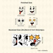BRUP 4sheets/Set Cartoon Face Wall Stickers, Kids Room Decorations, Removable Self-Adhesive Trash Can Stickers, PVC Interesting Wall Art, Bedroom And Living Room Decorations - Multicolor - View 15