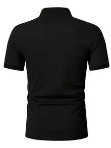 Men's Summer Simple Classic Zipper Polo Shirt, Suitable For Business Activities And Daily Wear - Black - View 8