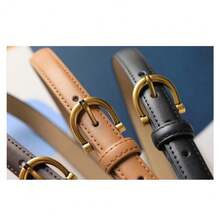 New Exquisite Retro Belt Women's Leather High-End Soft Leather Thin Belt Jeans Belt Student Korean Belt Women - 咖啡 - 查看 11