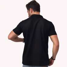 LUZZIAN Men's Polo Shirt Brazil Premium Piquet Knit Sporty - 黑色 - 查看 4