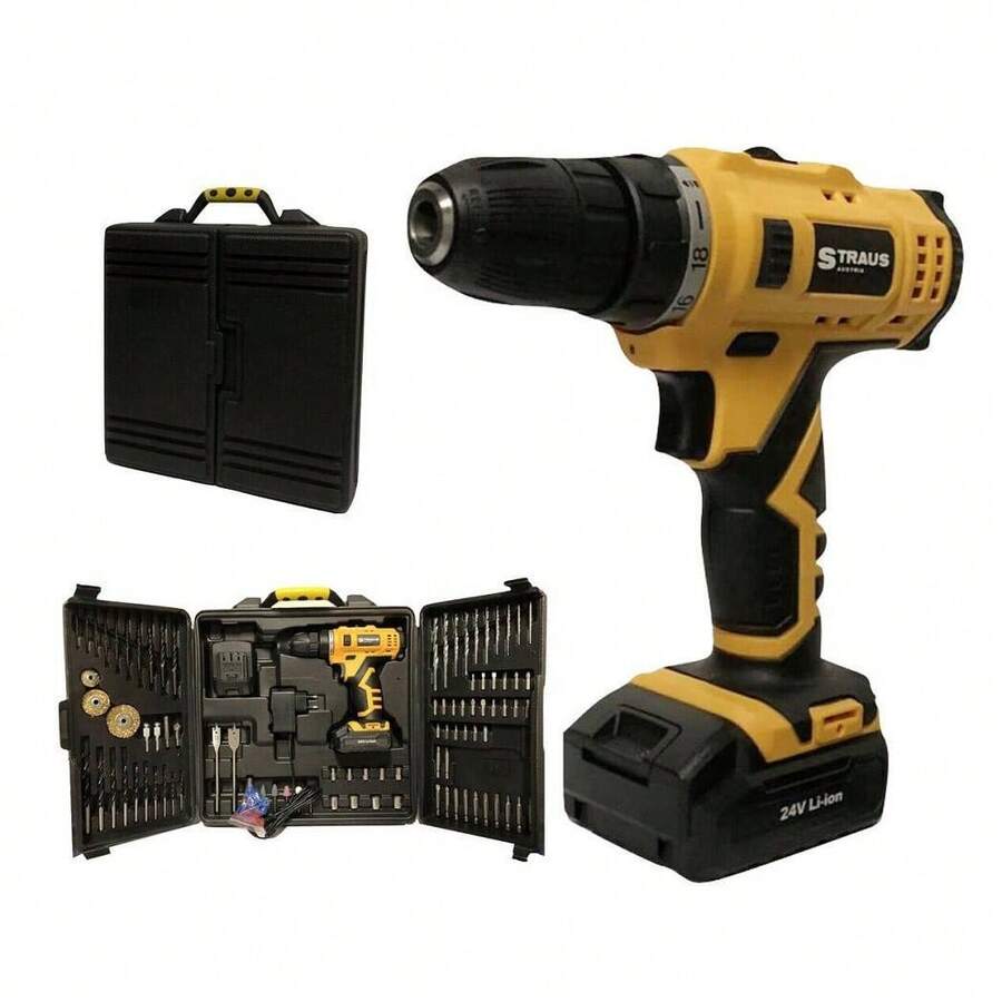 OISE ART STORE Trapano Avvitatore A Doppia Batteria Al Litio 24v + 92 Accessori Con Valigia - - Multicolore - Visualizzare 1