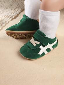 3-6-9 Months Infant Unisex Solid Color Casual Soft Bottom Anti-Slip Prewalker Shoes, Minimalist Style Newborn Footwear, Spring/Autumn - Green - View 6