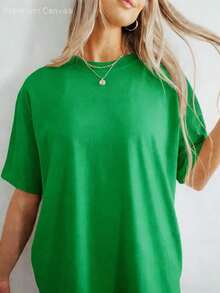 Camiseta de Mujer Estilo Bohemio - Camiseta Impresa% Algodón Suave y Cómoda, Cola de Caballo Dorada Clara con Estampado de Sol y Palmera, Estilo de Calle de Vacaciones de Playa de Verano, Cuello Redondo y Manga Corta, Regalo Perfecto para Mujeres - Verde - Ver 4