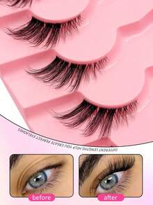 Asiteo 7 Pairs Half-Strip False Eyelashes, Transparent Band With Cat Eye Tail Extension, Natural & Delicate Faux Mink Lashes, Fluffy & Soft, For Natural Makeup Look - 狐狸眼睫毛 - 查看 5