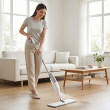 A Household Mop With A Spray Function, Featuring Three Replaceable Cleaning Cloths And 360-Degree Flexible Cleaning - Suitable For Living Rooms, Bedrooms, Kitchens, And Bathrooms - One mop + three mop cloths - 查看 5