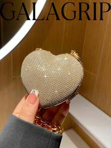 Nueva bolsa de embrague de acrílico, bolso de mano de moda con correa de cadena, bolso de hombro para fiesta, cita, regalo - Dorado - Ver 1