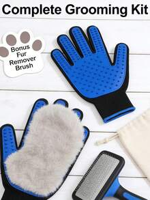 Pet Hair Remover Glove - Gentle Deshedding Brush For Cats & Dogs During Playtime | Massage Grooming Mitt To Reduce Shedding On Furniture | Easy Clean, Grooming Essential - Multicolor - View 3