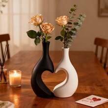 2pcs Heart-Shaped Vases, Luxury Vine Flowers & Artificial Flowers Vase Home Decor, Suitable For Bouquets, Pampas Grass, Living Room, Kitchen, Bedroom, Bathroom, Entryway, Bohemian Style, Holiday Gift - Multicolor - View 6