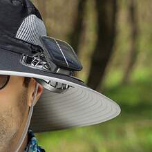 Outdoor Wide Brim Sun Hat with 2 Solar Fan Sun Bucket Hat for Men Women Bucket Fishing, Beach Hat with Fan Built in - Negro - Ver 5