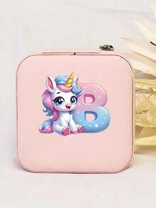 1个个性化独角兽字母印花皮革首饰戒指盒，拉链首饰盒，情人节礼物 - 彩色 - 查看 26