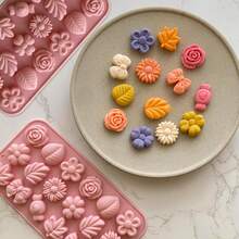 1/2pcs Flower Chocolate Mold, Silicone Ice Cube Tray, Daisy Candy Mold, Tulip Flower Mold, Bow Leaf Jelly Mold, Ice Mold Pudding Mold, Soap Mold, Cookie Mold, For Dessert Making - Multicolor - View 5