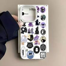 Funda para teléfono con diseño de bruja y gato, compatible con fundas ,  17,  16 Pro Max,  15 Pro Max,  13 y  12. Protege contra golpes y caídas. Un regalo ideal para familiares, amigos, pareja, novios/novias y para Halloween. - transparente - Ver 2