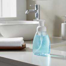 250ml PET Plastic Foam Pump Bottle Transparent Hand Soap Dispenser For Home Office Use - White - View 2