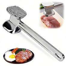 Heavy Duty Meat Tenderizer Hammer - Professional & Home Kitchen Steak Mallet With Non-Slip Grip, Heavy Weight Stainless Steel Construction, Double-Sided Flat Surface For Beef, Pork, Chicken, Veal - Reduce Cooking Time & Effortlessly Flatten Meats, Meat Tenderizer Tool, Culinary Accessory, Polished Finish, Durable Kitchenware - 銀色 - 查看 2