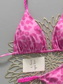 2 pièces Maillot de bain bohème floral élégant sexy et décontracté avec liens et tresses, pour les vacances à la plage, printemps/été - Multicolore - Voir 5