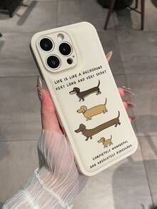 1个香肠狗字母图案凸起轮廓磨砂乳白色手机壳，兼容苹果17、Air、17 Pro、17 Pro Max、16 Pro Max、14/13、12、11 Pro Max等型号，适合作为生日礼物、送给女朋友、男朋友或自用。 - 彩色 - 查看 4