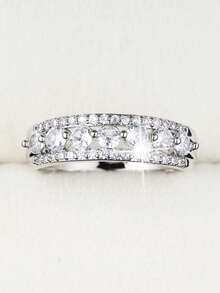 1pc Minimalist Geometric Design Cubic Zirconia Inlaid Fashion Ring For Women - Multicolor - View 16