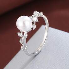 1pc Creative Leaf-Shaped Design Cubic Zirconia Embellished Fashion Ring, Casual Gift - Multicolor - View 30