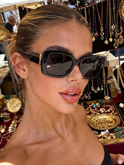 1 Pair Unisex Retro Square Fashion Glasses, Suitable For Outdoor Decoration, Daily Vacation And Travel Wear