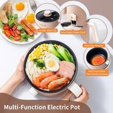 Hot Pot Electric: 1.5 L Portable Lazy Pot, Dual Power Regulation Ramen Cooker,Suitable For Ramen, Soup, Noodles, Oatmeal Non-Stick Pan, Dorm,Office Must Have Multi Shabu Shabu Pot - 美規B型插(110-127V) - 查看 4