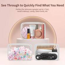 透明洗漱包，3个装，TSA认证旅行洗漱包，可随身携带，机场航空旅行配件包，夸脱容量，女士化妆包，化妆品收纳包，化妆品收纳袋，洗漱旅行包 - 白色 - 查看 2